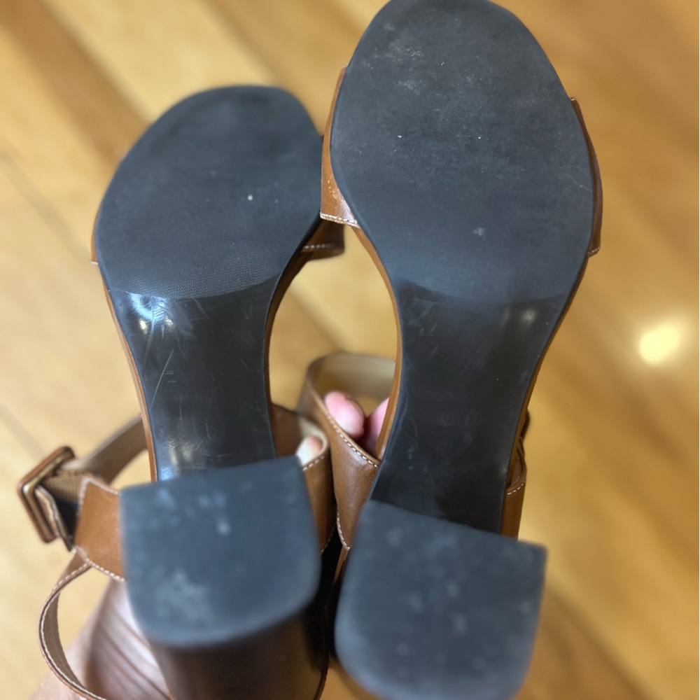 Talbots Brown Leather Block Heel Leather Sandals - Picture 10 of 12
